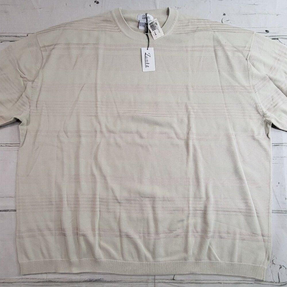 Vintage Zante SS Luxury Italian Striped Textured Crew Sweater Mens 4XL NWT $135